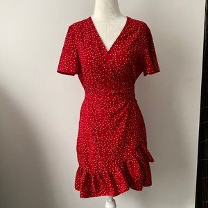 Wrap-Around Red Polka Dot Dress